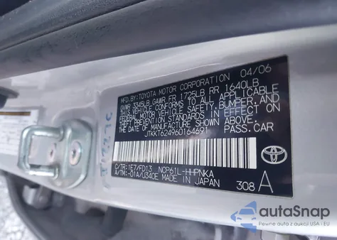 2006 Scion Xa z USA, uszkodzony, nr VIN JTKKT624960164691